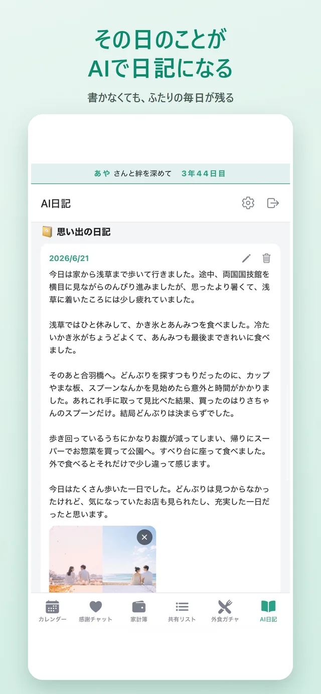 その日のことがAIで日記になる